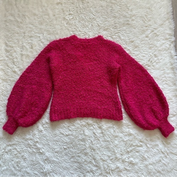 C/MEO Collective Sweater Coco Knit Balloon Sleeve V-neck Wool Blend Hot Pink XS - Picture 5 of 12